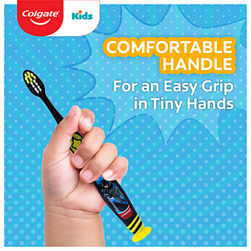 Colgate Extra Soft Toothbrush - For Kids, Batman, With Tongue Cleaner, 3 pcs  