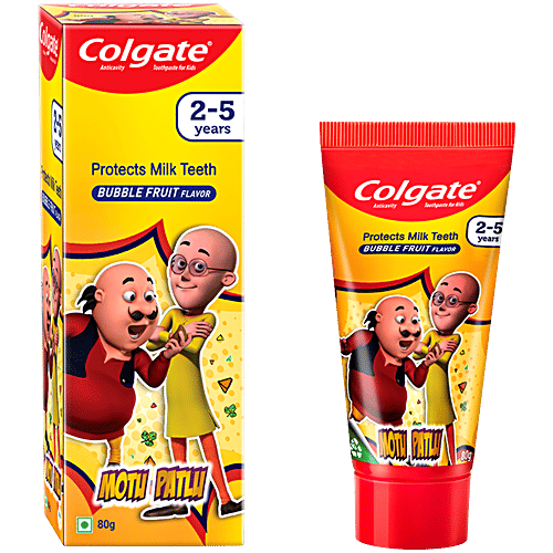 Colgate Kids Toothpaste - For 2 To 5 Years, Bubble Fruit Flavour, 80 g Healthy Smiles For Little Teeth