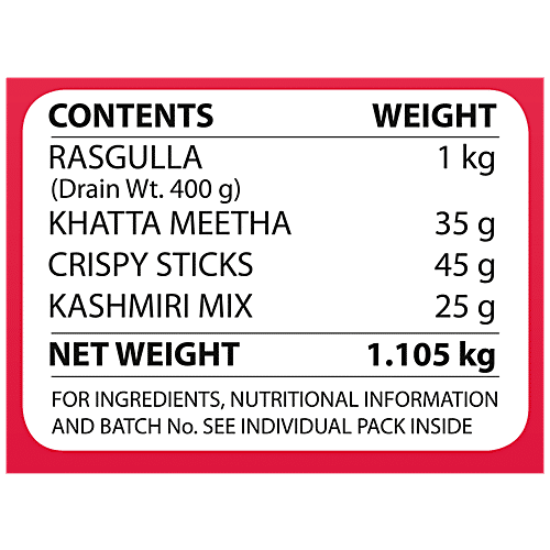 Kaleva Carnival - Rasgulla, Khatta Meetha, Crispy Sticks & Kashmiri Mix, 1.105 kg
