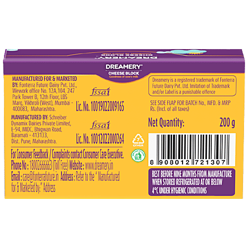 Buy Dreamery Processed Cheese Block High Protein & Calcium Online at