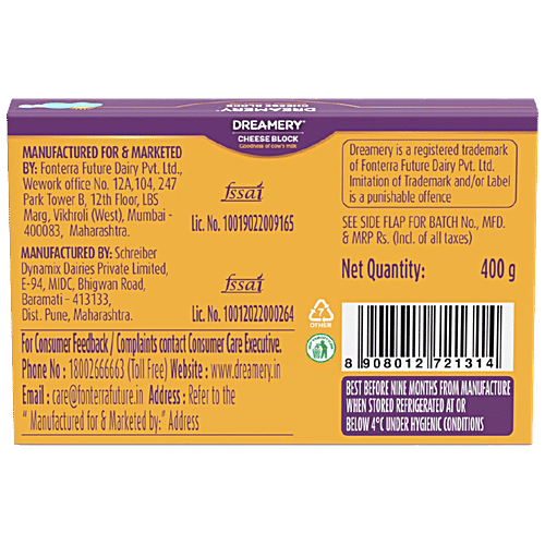 Buy Dreamery Processed Cheese Block Calcium Rich, High Protein Online
