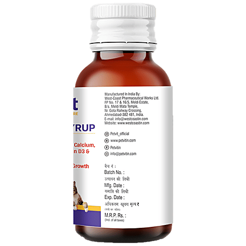 Buy Petvit Calcium Syrup Strong Bones Fast Growth, For Dogs & Cats Online at Best Price of Rs