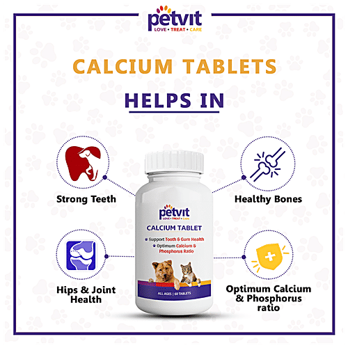 Buy Petvit Calcium Tablet Support Tooth & Gum Health, Optimum Calcium