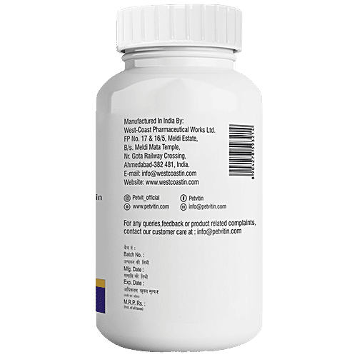 Petvit Skin Coat Tablets - Healthy Coat, Shine & Texture, Reduces Unwanted Shedding, For All Age Dogs, 60 pcs