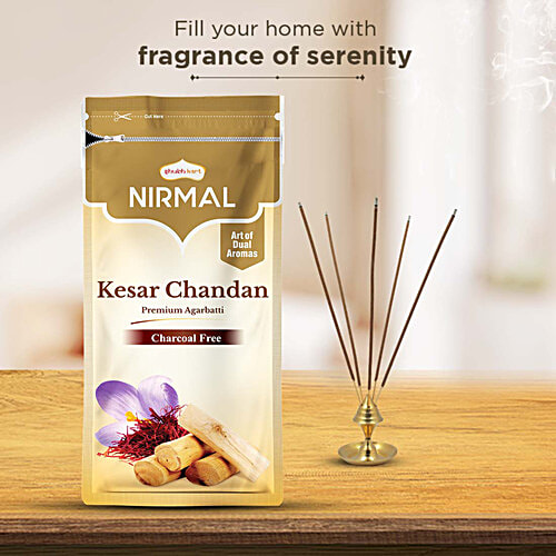 Shubhkart Kesar Chandan Charcoal Free Agarbatti, 150 g Zipper Pouch