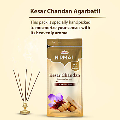Shubhkart Kesar Chandan Charcoal Free Agarbatti, 150 g Zipper Pouch