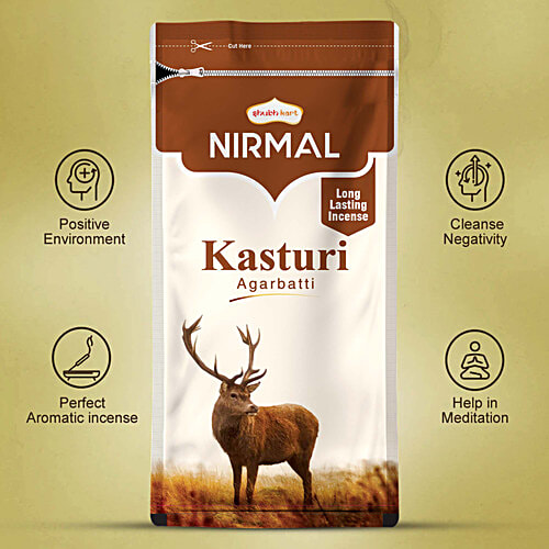 Shubhkart Nirmal - Kasturi Agarbatti Sticks, 23 cm Long, 150 g Zipper Pouch