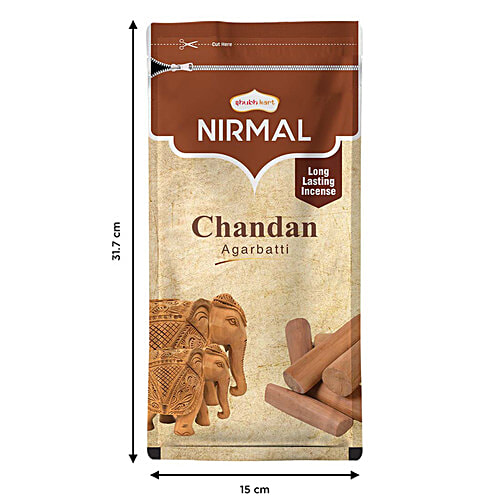 Shubhkart Nirmal Chandan Agarbatti Sticks - 23 cm Long, 150 g Zipper Pouch