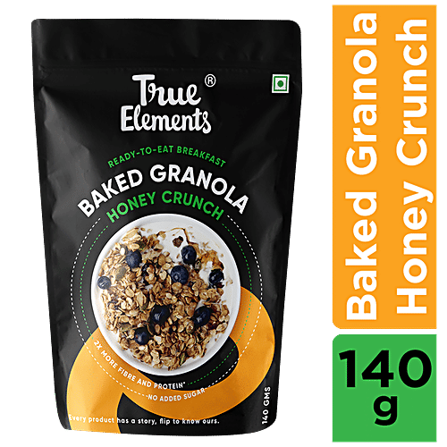 True Elements Ready To Eat Breakfast - Baked Granola Honey Crunch, Healthy & Fibre Rich, 140 g  