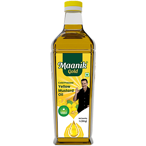 Maanik Gold Gold Yellow Mustard Oil, 1 L Bottle 