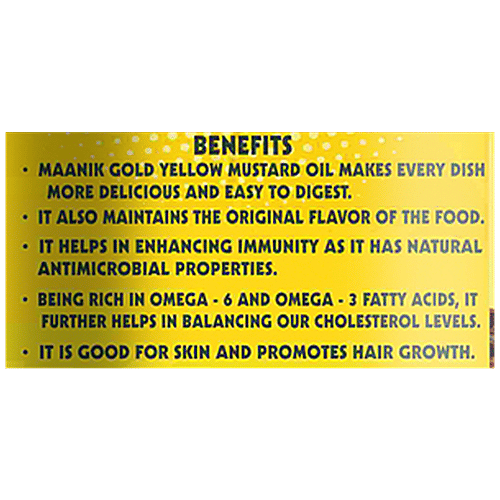 Maanik Gold Gold Yellow Mustard Oil - Enriched With Vitamin A & D, Ideal For Cooking, 5 L Tin