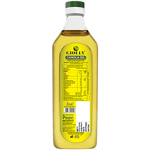 Giolly Giolly Canola Oil - Rich In Vitamins, Cholesterol Free, Ideal, 1 L Bottle Rich in Omega 3, Omega 6 And Vitamin E, Free From Argemone Oil, Ideal For Indian Cooking