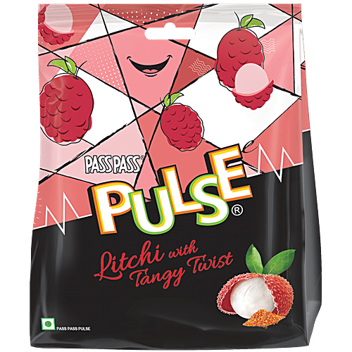 Pulse Litchi Candy - With Tangy Twist, Hard-Boiled, 190 g Mono Carton 