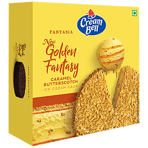 Cream Bell Golden Fantasy Ice Cream Cake - Rich Taste, Caramel Butterscotch Flavour, 1 L  