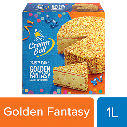 Cream Bell Golden Fantasy Ice Cream Cake - Rich Taste, Caramel Butterscotch Flavour, 1 L  