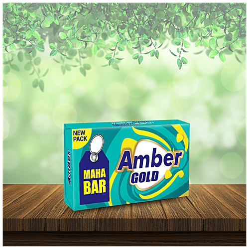 Amber Gold Maha Detergent Bar - Removes Dirt & Spot, For Washing Clothes, 250 g Pouch 