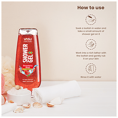 Buy Vasu Naturals 3 In 1 Shower Gel Strawberry Blast, No Harsh
