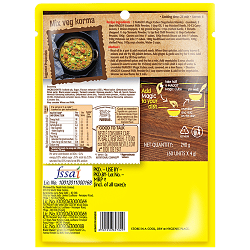 Maggi Magic Cubes - Vegetarian, 240 g (60 x 4 g) Masala For Rice Dishes, Vegetables, Soups & Curries