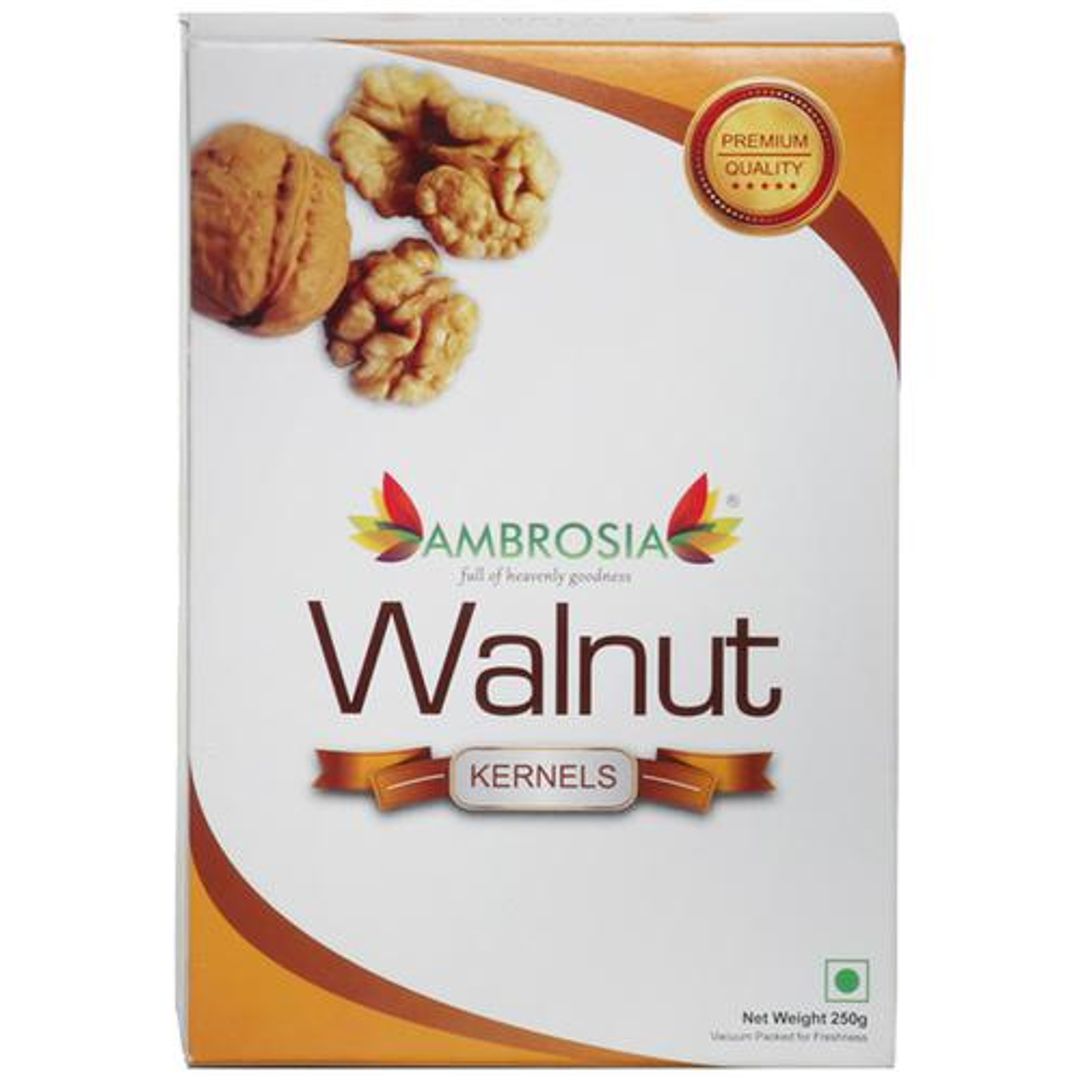 Ambrosia Premium Walnut Kernels - Extra Light Halves, Rich In Minerals, Cholesterol Free, 250 g 