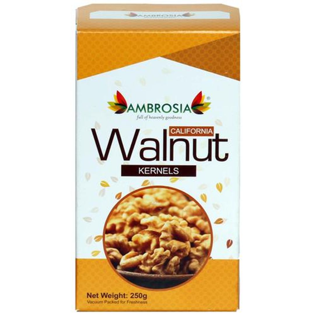 Ambrosia Premium California Walnut Kernels - Extra Light Halves - Rich In Minerals, Cholesterol Free, 250 g 