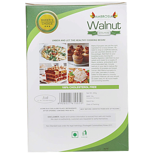 Ambrosia Walnut Kernels Syruper - Extra Light Quarters, Rich In Antioxidant, Protein & Fibre, Cholesterol Free, 250 g  