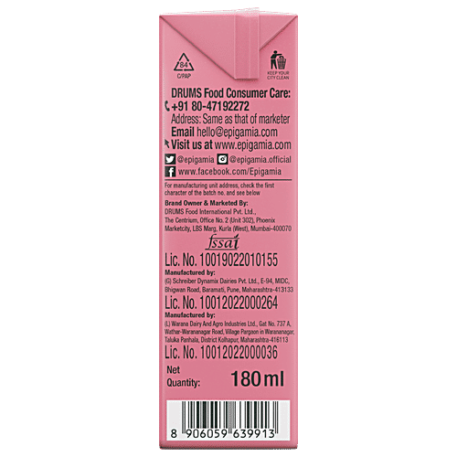 Epigamia  Strawberry Milkshake, 180 ml  