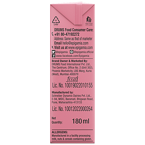 Epigamia  Strawberry Milkshake, 180 ml  