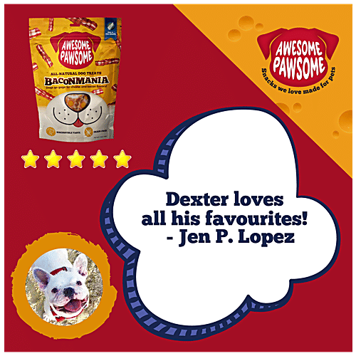 Awesome Pawsome Baconmania All-Natural Dog Treats - With Real Cheese & Antioxidants, Grain Free, 85 g Pouch 