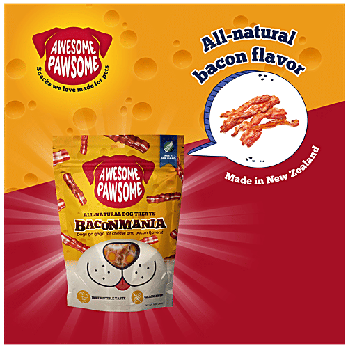 Awesome Pawsome Baconmania All-Natural Dog Treats - With Real Cheese & Antioxidants, Grain Free, 85 g Pouch 