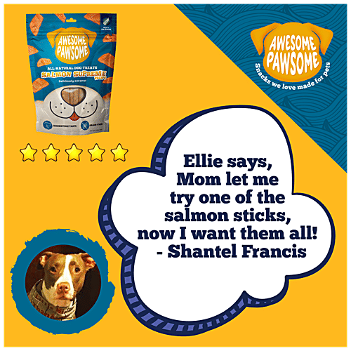 Awesome Pawsome All-Natural Dog Treats - With Salmon Supreme Recipe, Rich In Omega 3, Grain Free, 85 g Pouch