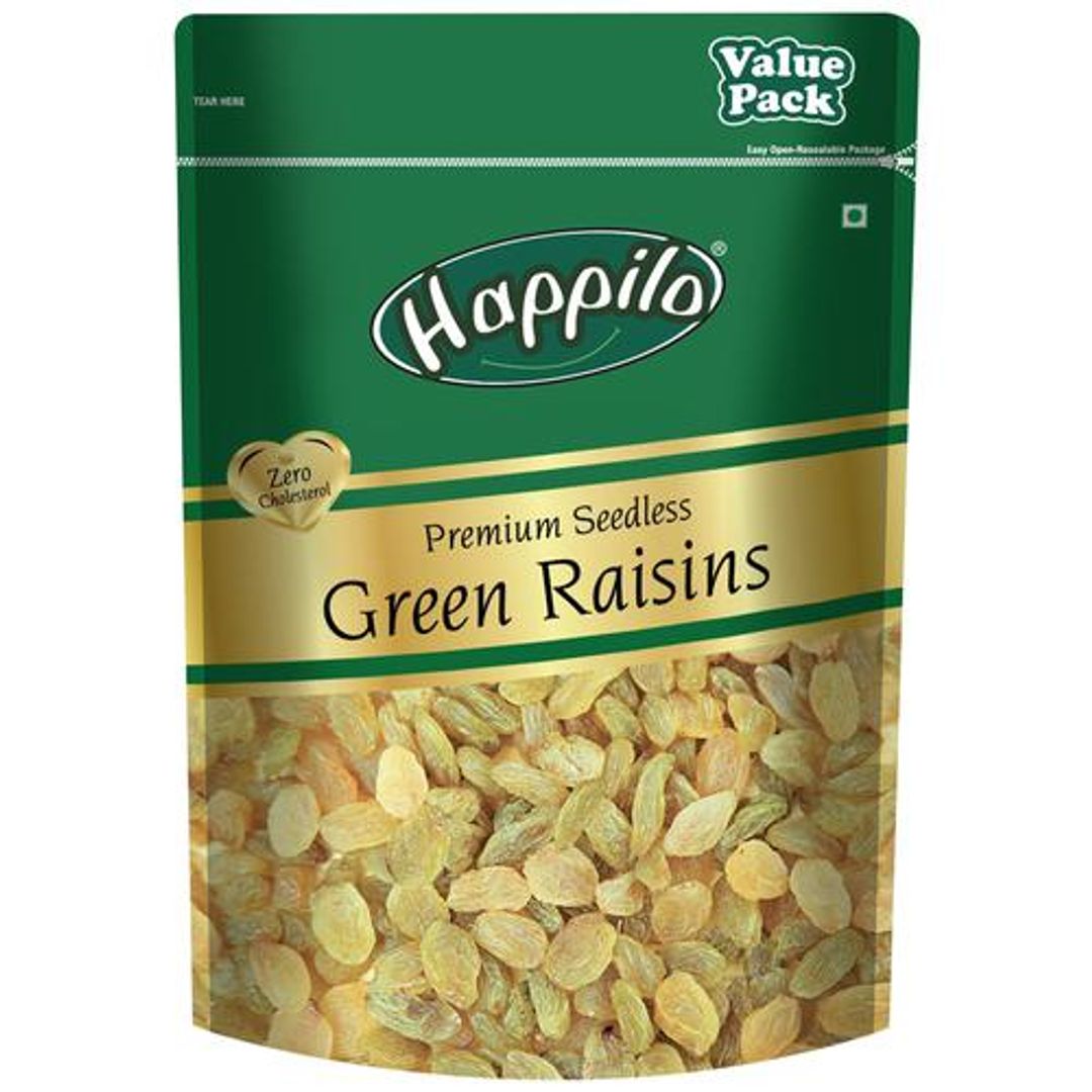 Happilo Premium Seedless Green Raisins - Value Pack, 1 kg 