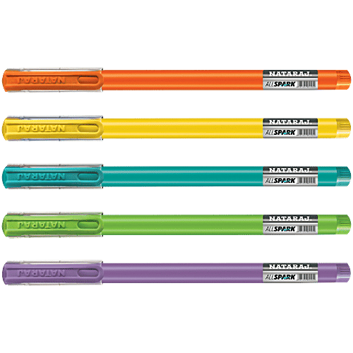 Nataraj All Spark Ball Pens - Blue Ink, 5 pcs  Smooth & Long Writing, Smudge Resistant