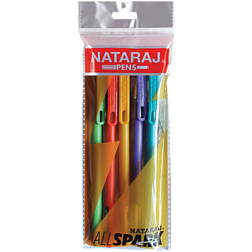Nataraj All Spark Ball Pens - Blue Ink, 5 pcs  Smooth & Long Writing, Smudge Resistant