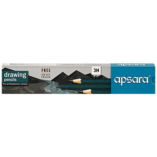 Apsara Drawing Pencils - 3H, Strong Lead, Comfortable Hexagonal Grip, 10 pcs