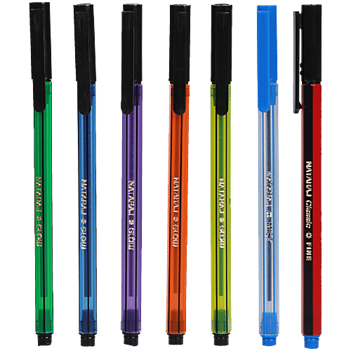 Nataraj 621 Glow Ball Pens - Blue Ink, 20 pcs  Comfortable Grip, Non-fading Ink, Smooth Writing, Quick-drying