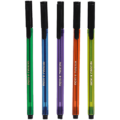 Nataraj 621 Glow Ball Pens - Blue Ink, 20 pcs  Comfortable Grip, Non-fading Ink, Smooth Writing, Quick-drying