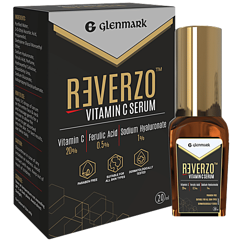 Reverzo Vitamin C Serum - 20% With Hyaluronic & Ferulic Acid,Skin Brightening & Anti-Aging, 20 ml  