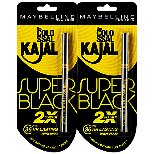 Maybelline New York The Colossal Kajal - Super Black, Waterproof & Long Lasting, 0.35 g (Pack of 2) 