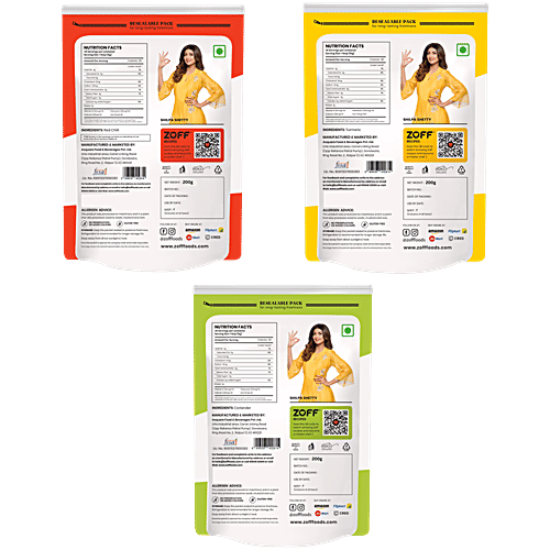 Zoff CTC Combo - Red Chilli, Coriander & Turmeric Powder, 600 g (3 N x 200 g each)