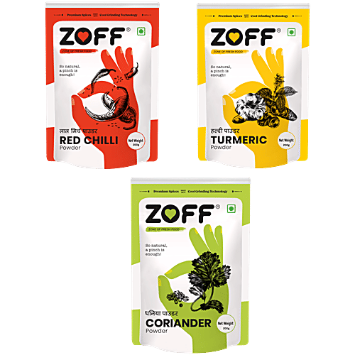 Zoff CTC Combo - Red Chilli, Coriander & Turmeric Powder, 600 g (3 N x 200 g each)