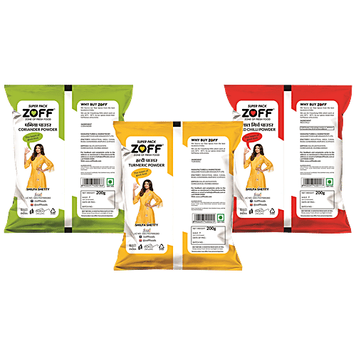 Buy Zoff Super CTC Combo Red Chilli, Coriander & Turmeric Powder,High