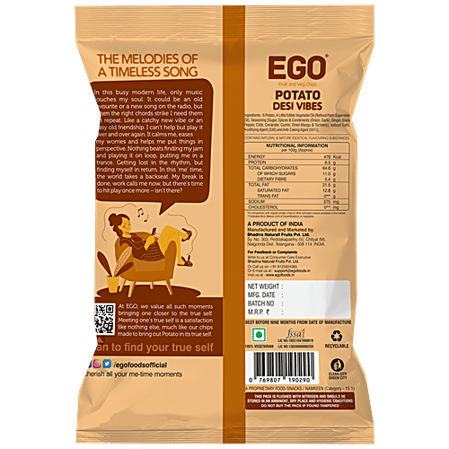 EGO Potato Chips - Desi Vibes Flavour, 50% Less Fat, 35 g  