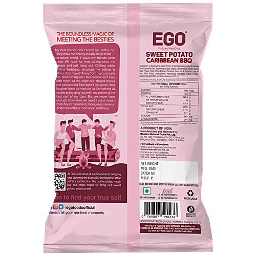 EGO Sweet Potato Chips - Caribbean BBQ Flavour, 50% Less Fat, 35 g  