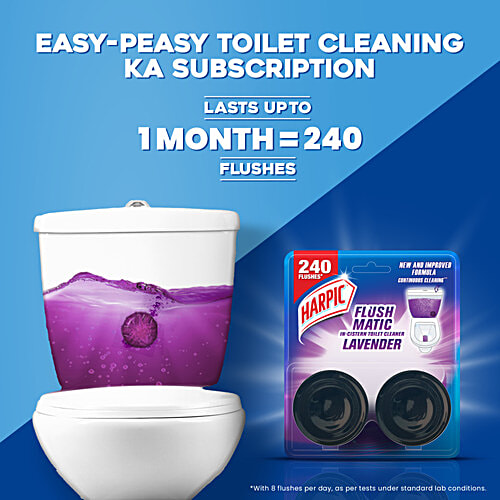 Harpic Flushmatic In-Cistern Toilet Cleaner Block - Lavender, 100 g  Easy To Use, Lasts Upto 240 Flushes