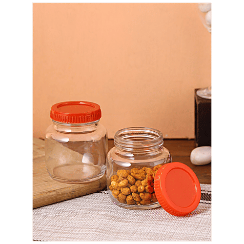 STOREHAUS Glass Container - With Lid, Round, High Quality, Durable, 2 pcs