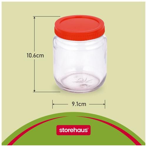 STOREHAUS Glass Container - With Lid, Round, High Quality, Durable, 6 pcs  