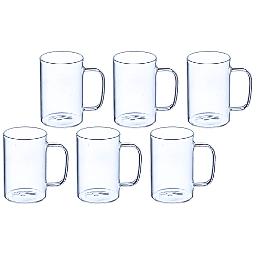 Sanjeev Kapoor Rica Borosilicate Mug - High Quality, Durable, Dishwasher Safe, 6 pcs
