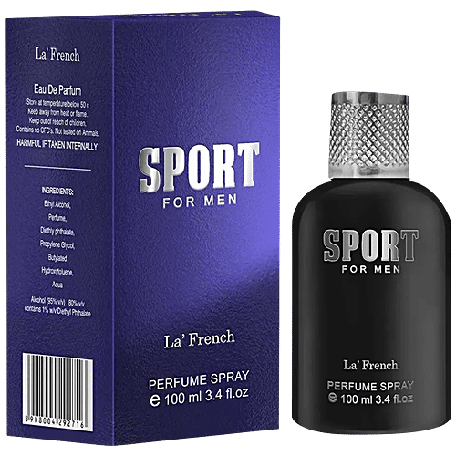 La' French Sport Perfume Spray  Eau De Parfum - Long Lasting Fragrance, For Men, 100 ml  
