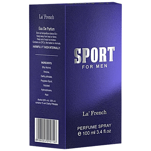 La' French Sport Perfume Spray  Eau De Parfum - Long Lasting Fragrance, For Men, 100 ml  