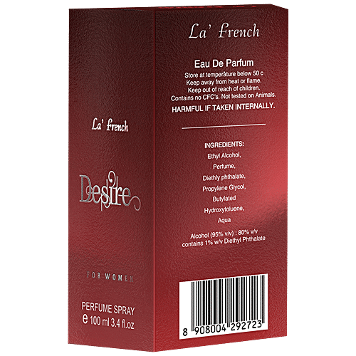 La' French Desire Perfume Spray Eau De Parfum - Long Lasting Fragrance, For Women, 100 ml